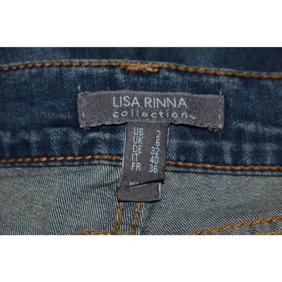 LISA RINNA COLLECTION NEW $74 Frayed Hem Crop Flared Jean Medium‎ Wash Size 2 - Picture 3 of 3